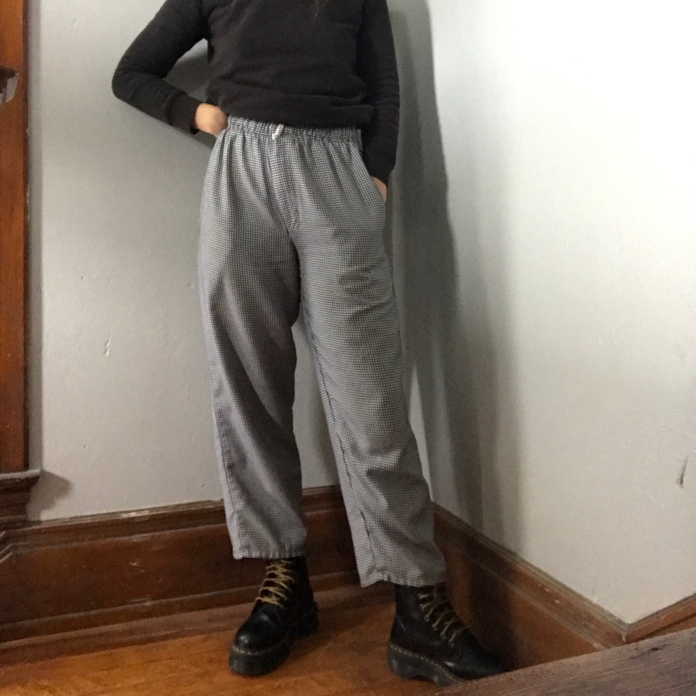 Black White Drawstring Pants